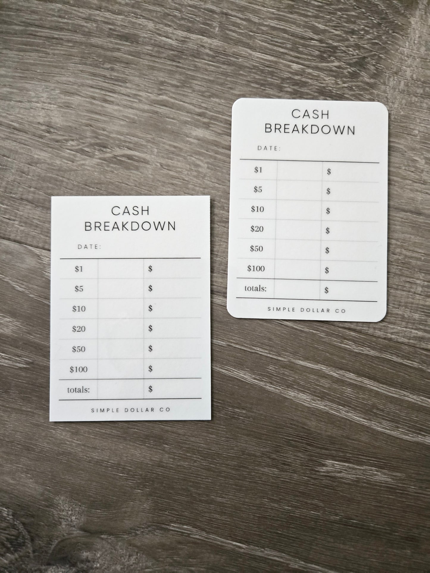 Cash Breakdown/Teller Slips