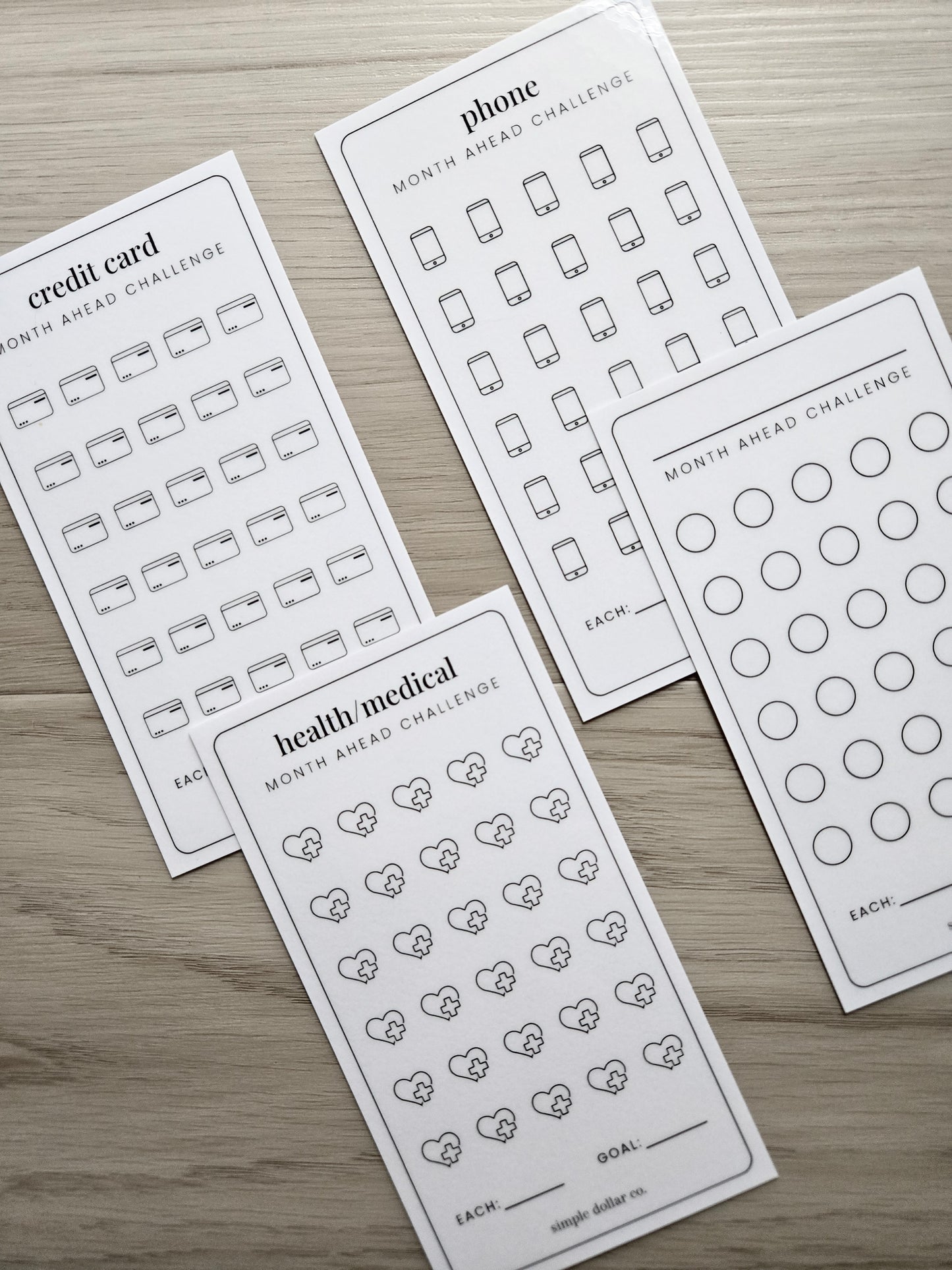 Month Ahead Savings Challenge Trackers