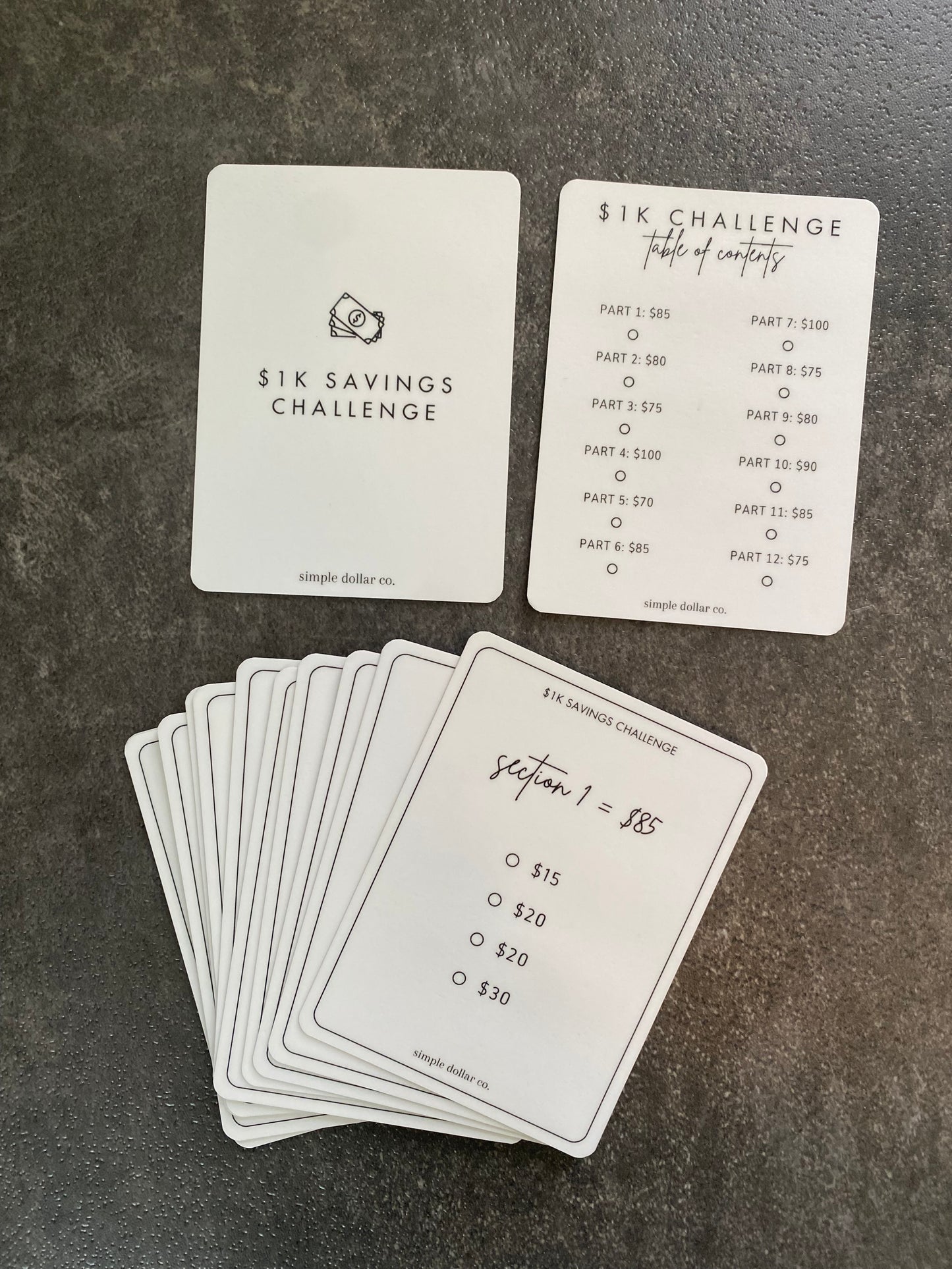 Mini Savings Challenge Card Deck| $1K - $5K