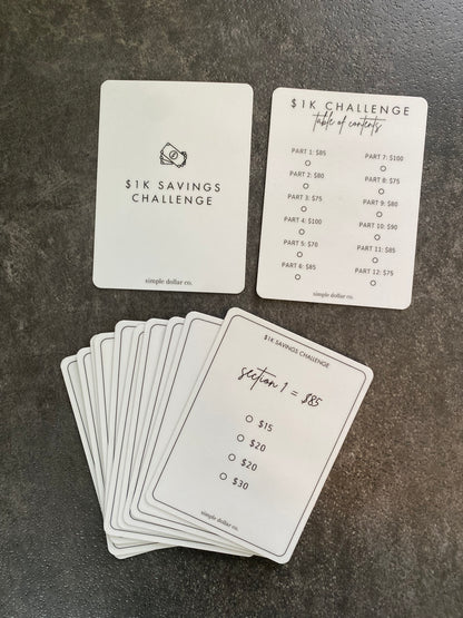 Mini Savings Challenge Card Deck| $1K - $5K